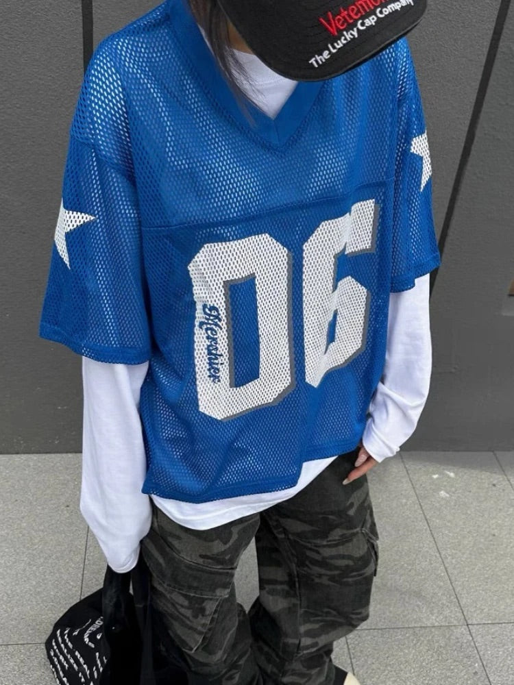 Mesh "06" Graphic Y2K Football Jersey