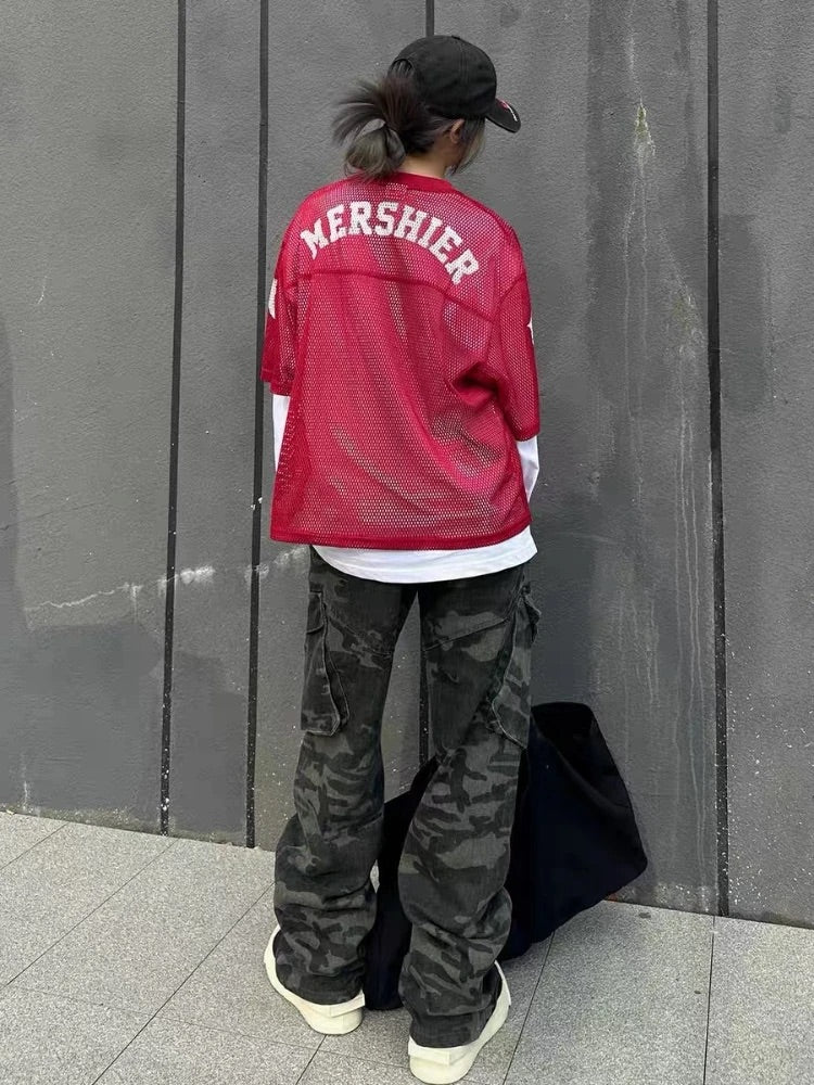 Mesh "06" Graphic Y2K Football Jersey