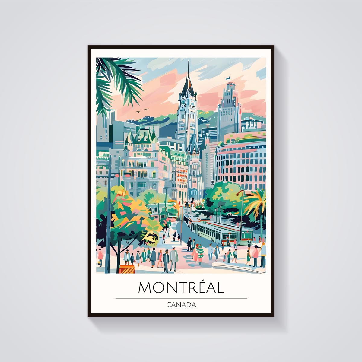 Montreal Skyline Art Deco Poster