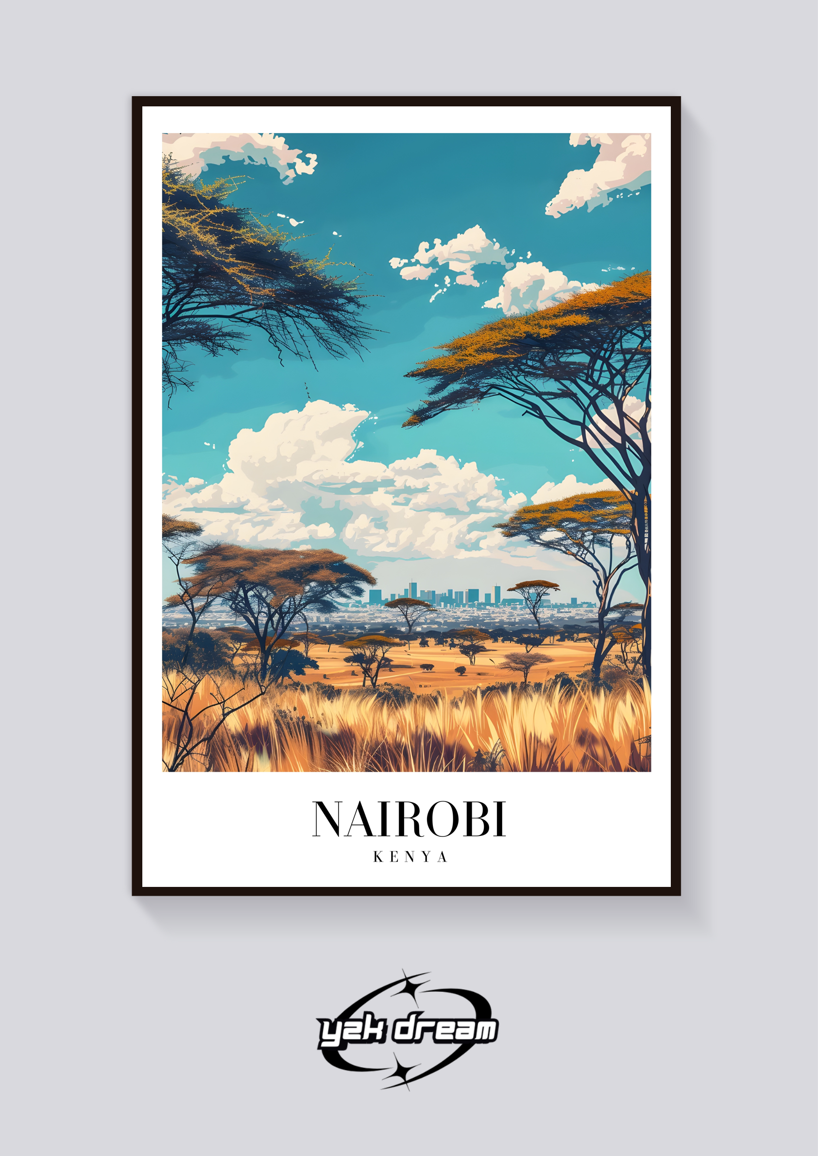 Nairobi Skyline Vintage Travel Poster