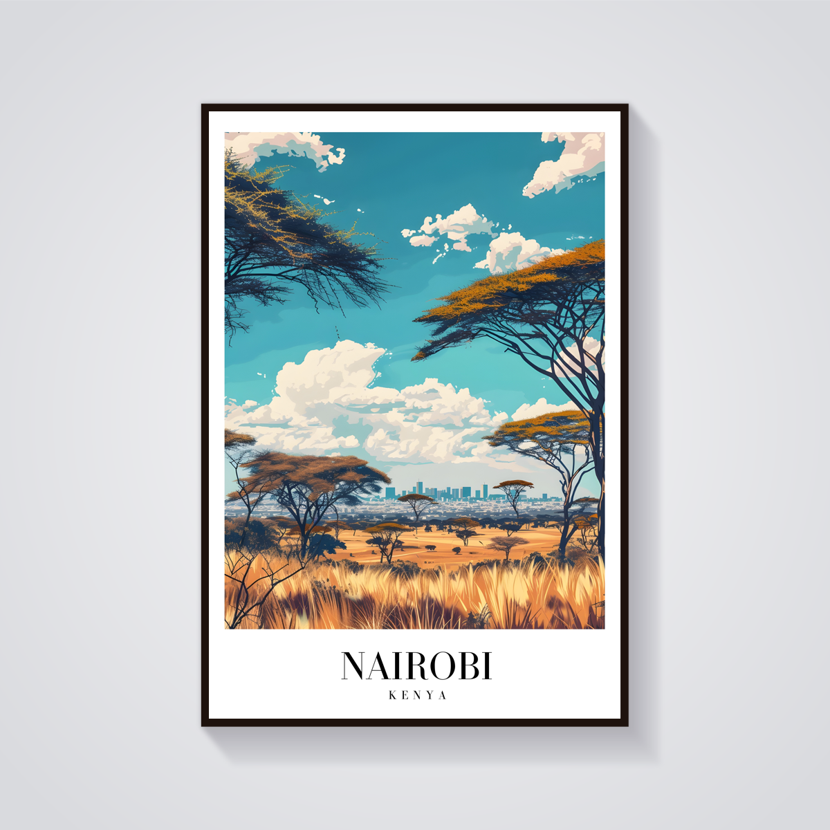 Nairobi Skyline Vintage Travel Poster