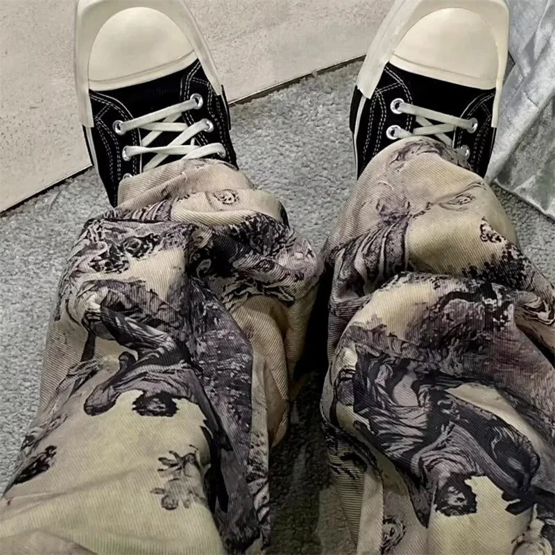 Oil Painting Style Graphic Baggy Jeans