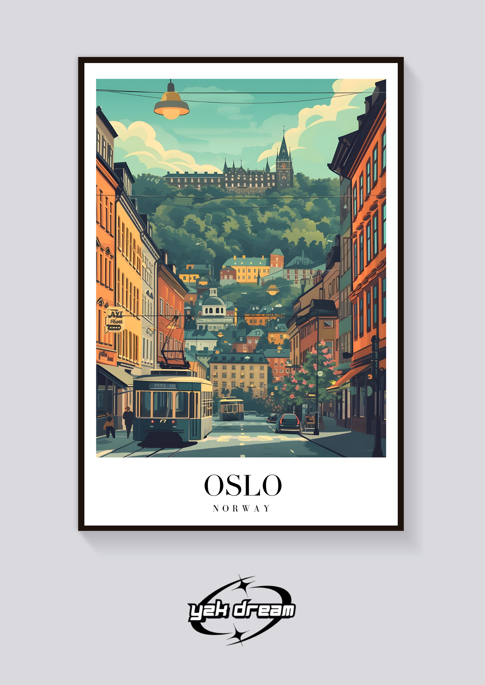 Oslo Tram Vintage Poster