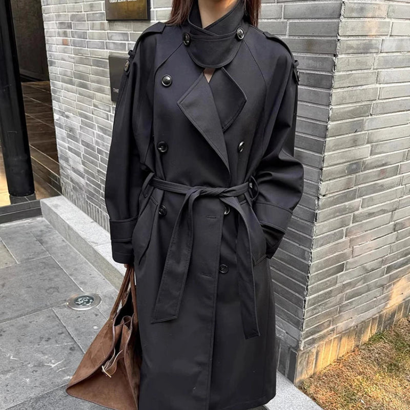Oversized Y2K Double Breasted Long Trench Coat