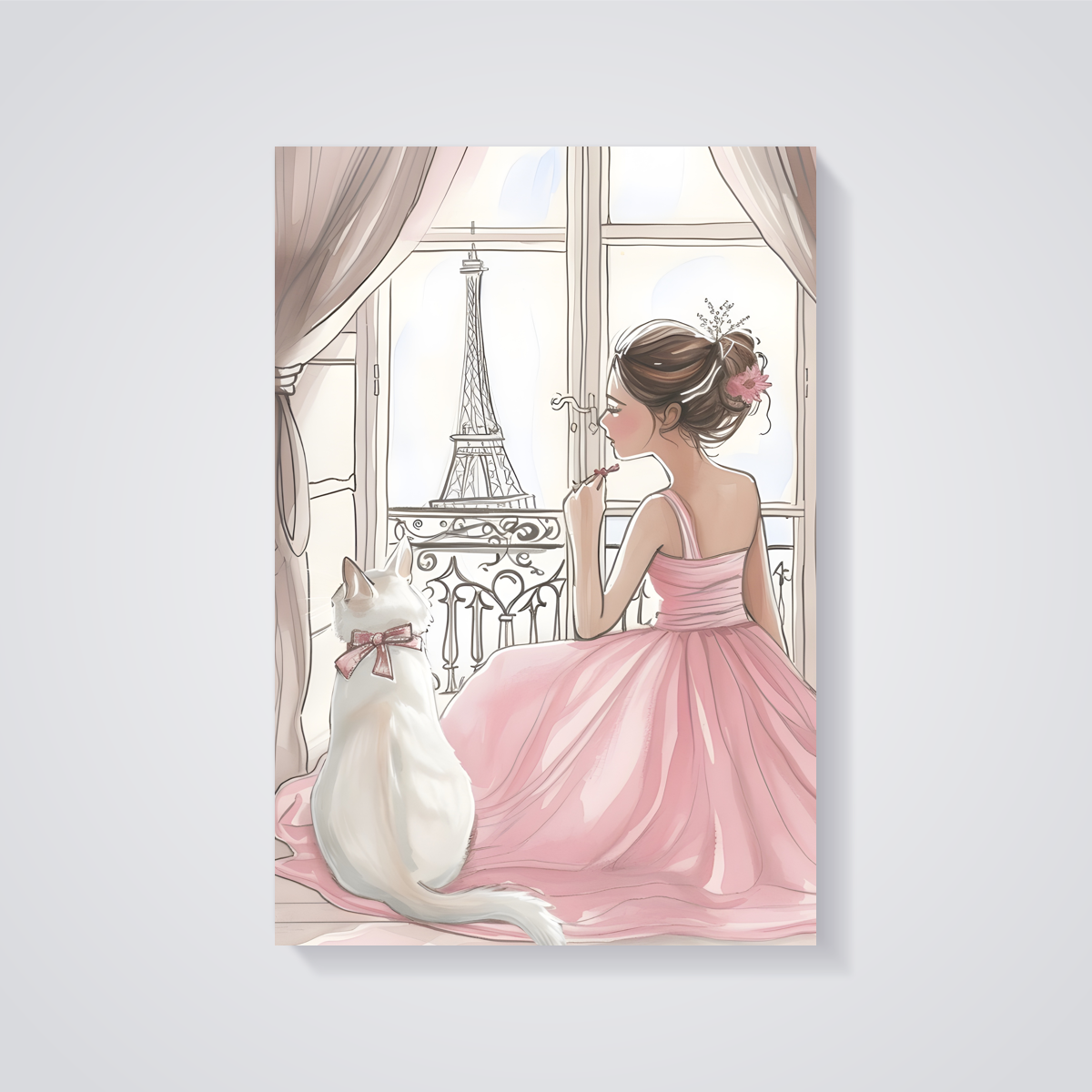 Parisian Girl & Cat Poster