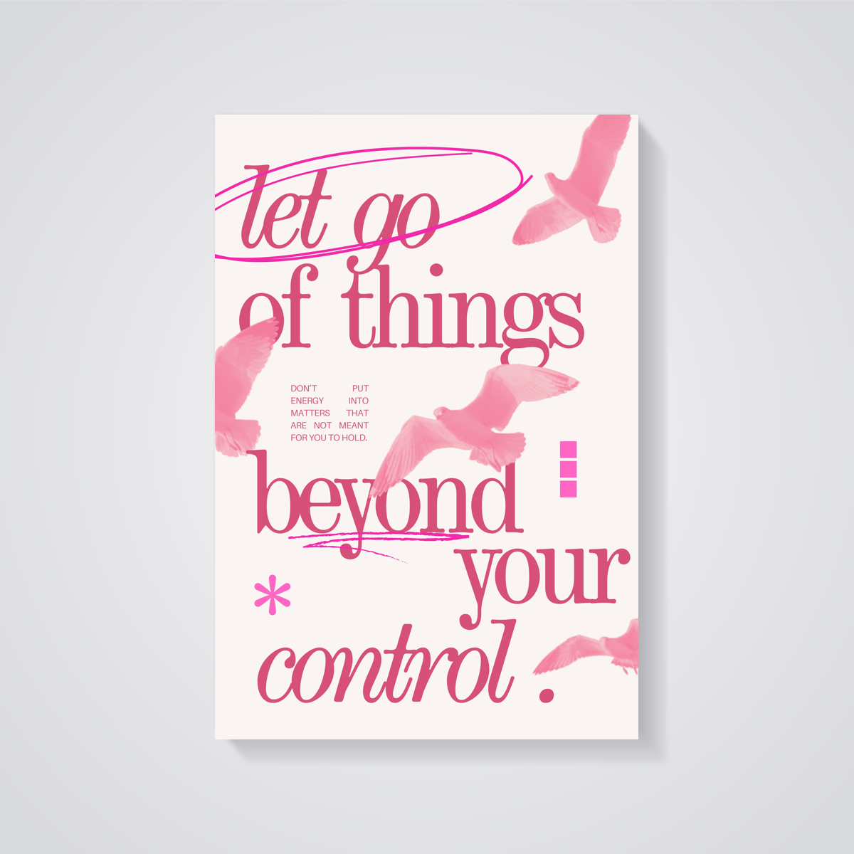 Pink Birds Letting Go Poster