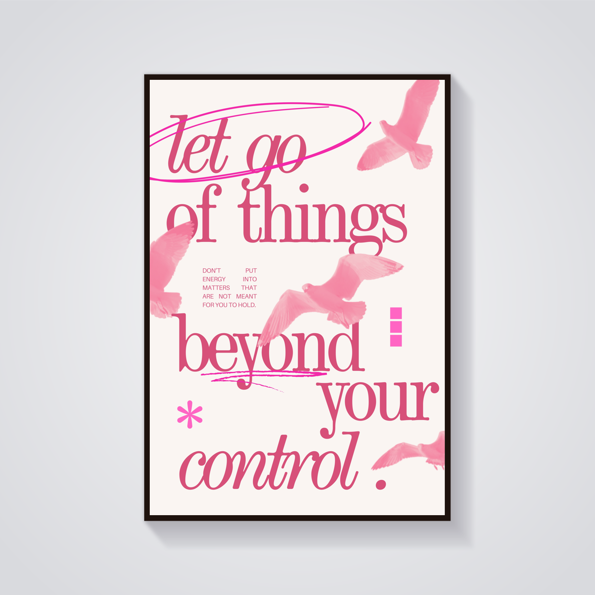Pink Birds Letting Go Poster