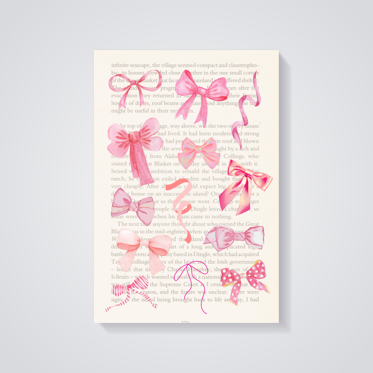 Pink Bows on Book Page Poster
