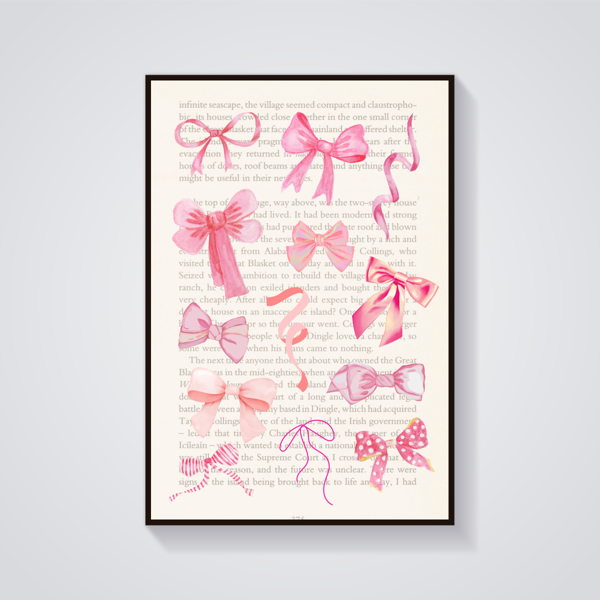 Pink Bows on Book Page Poster