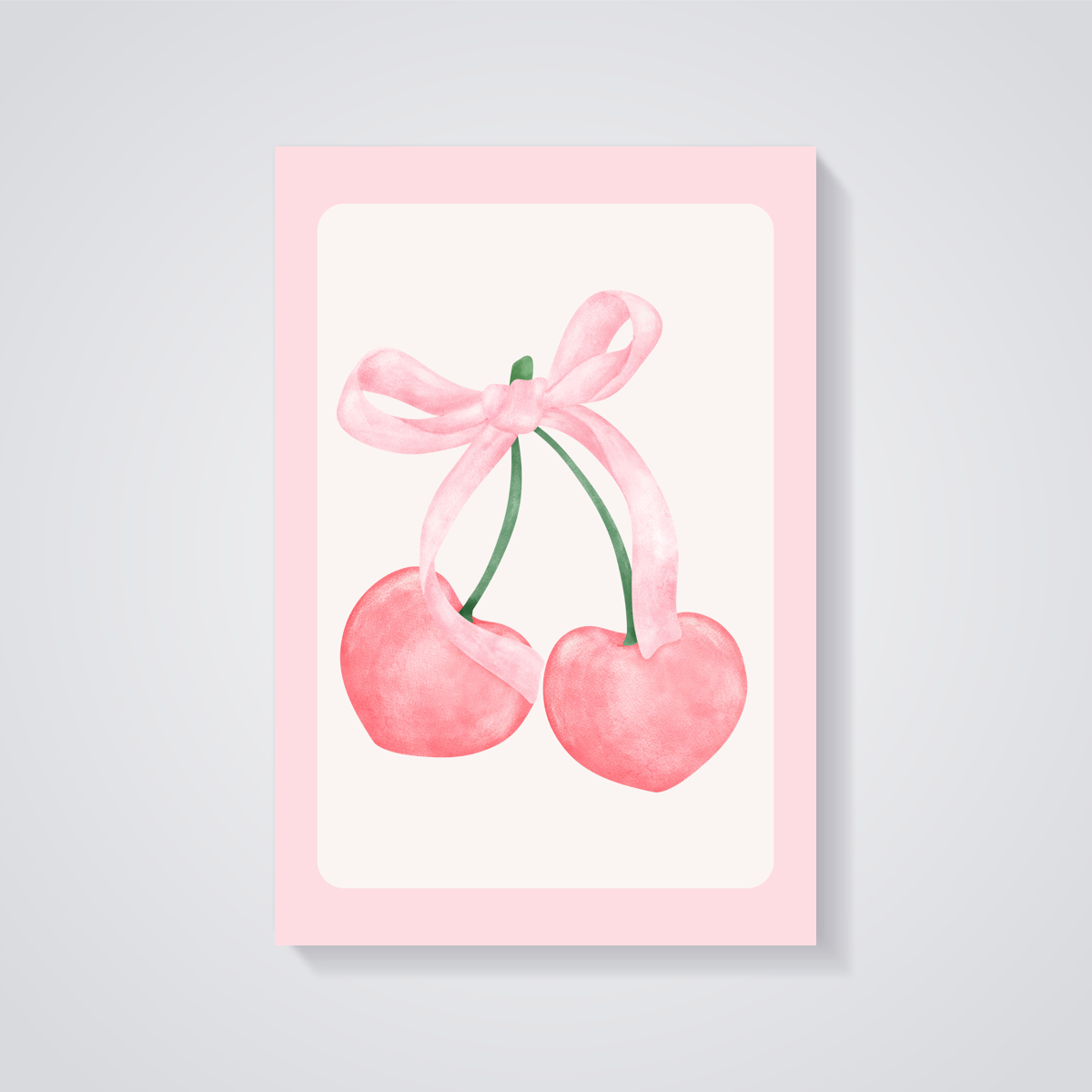 Pink Cherries Bow Poster