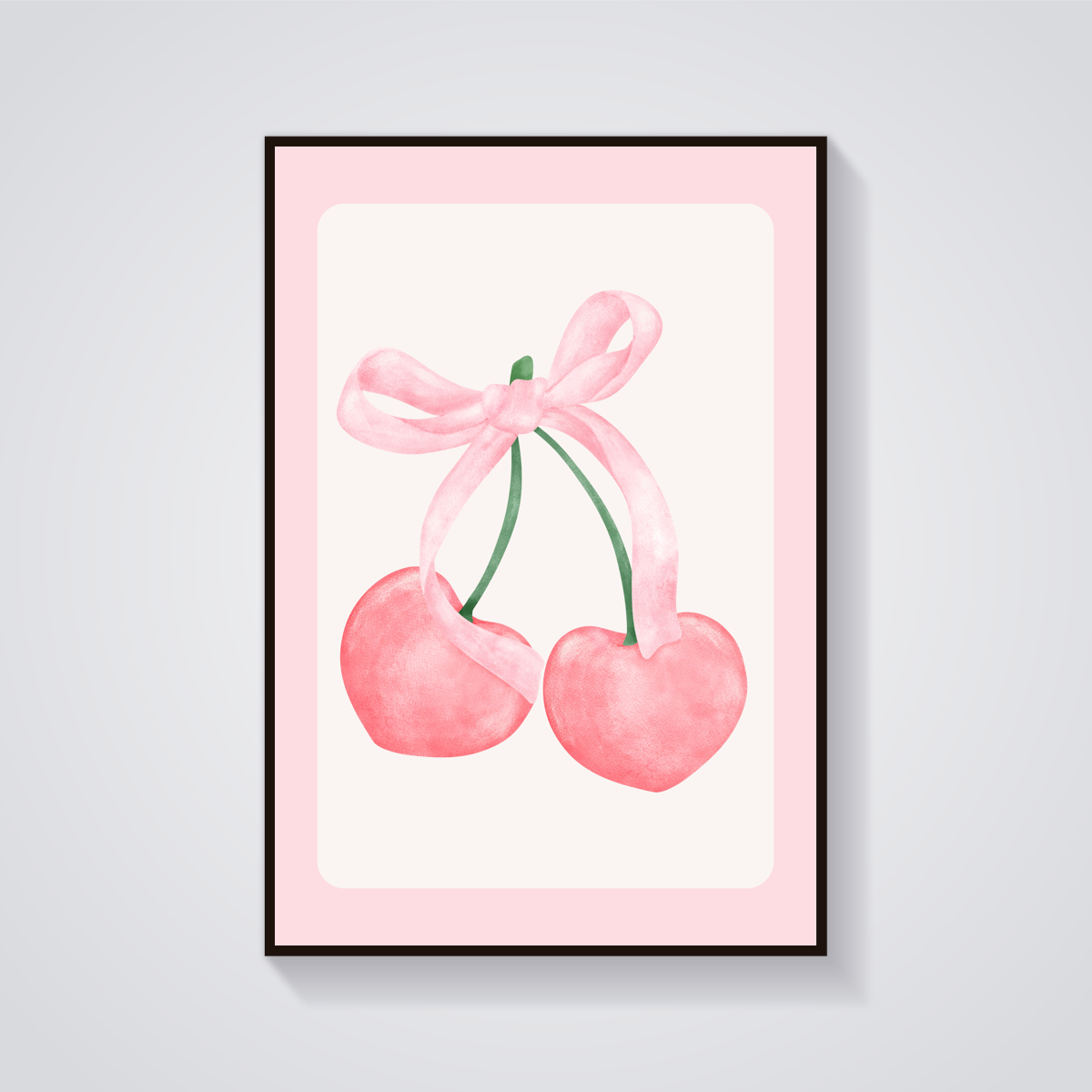 Pink Cherries Bow Poster
