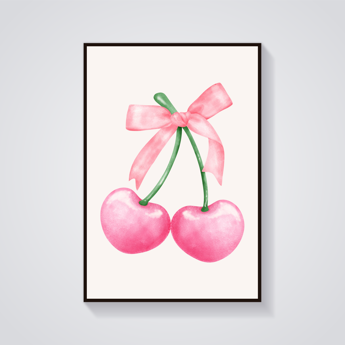 Pink Cherry Bow Poster