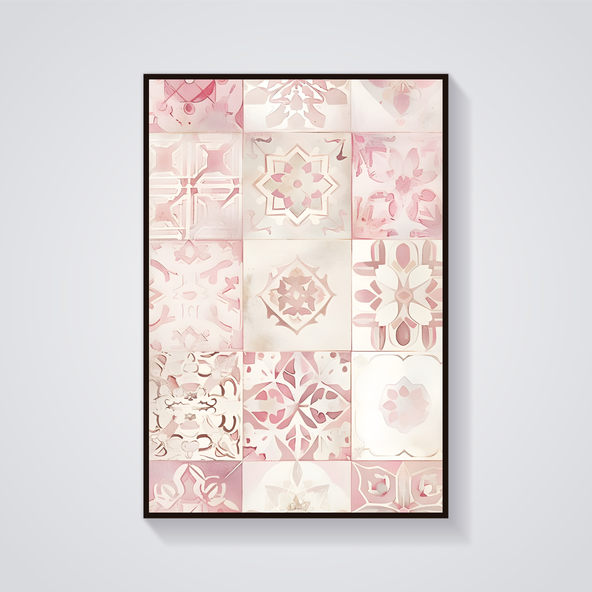 Pink Floral Tile Pattern Poster