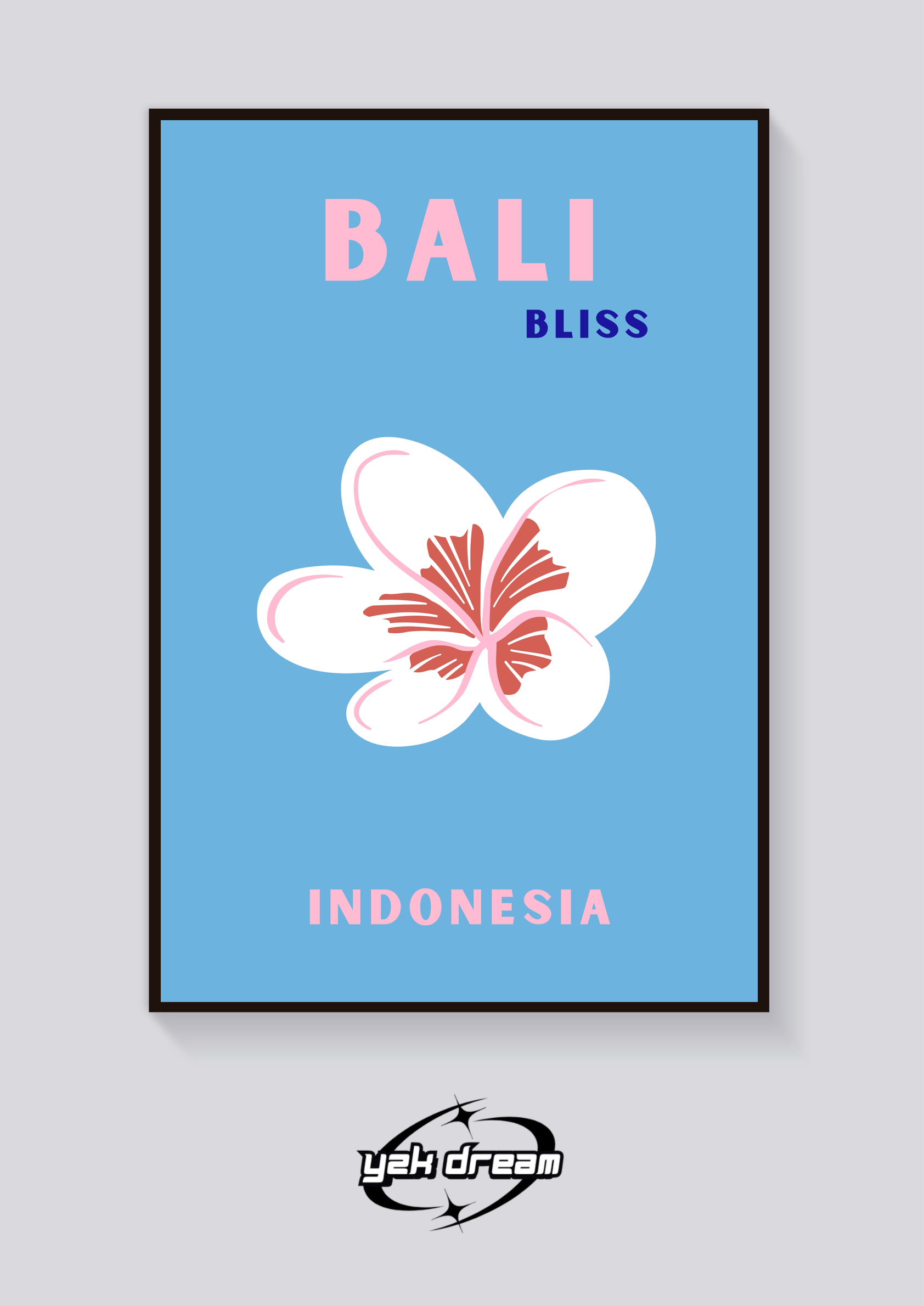 Preppy Bali Blossom Travel Poster