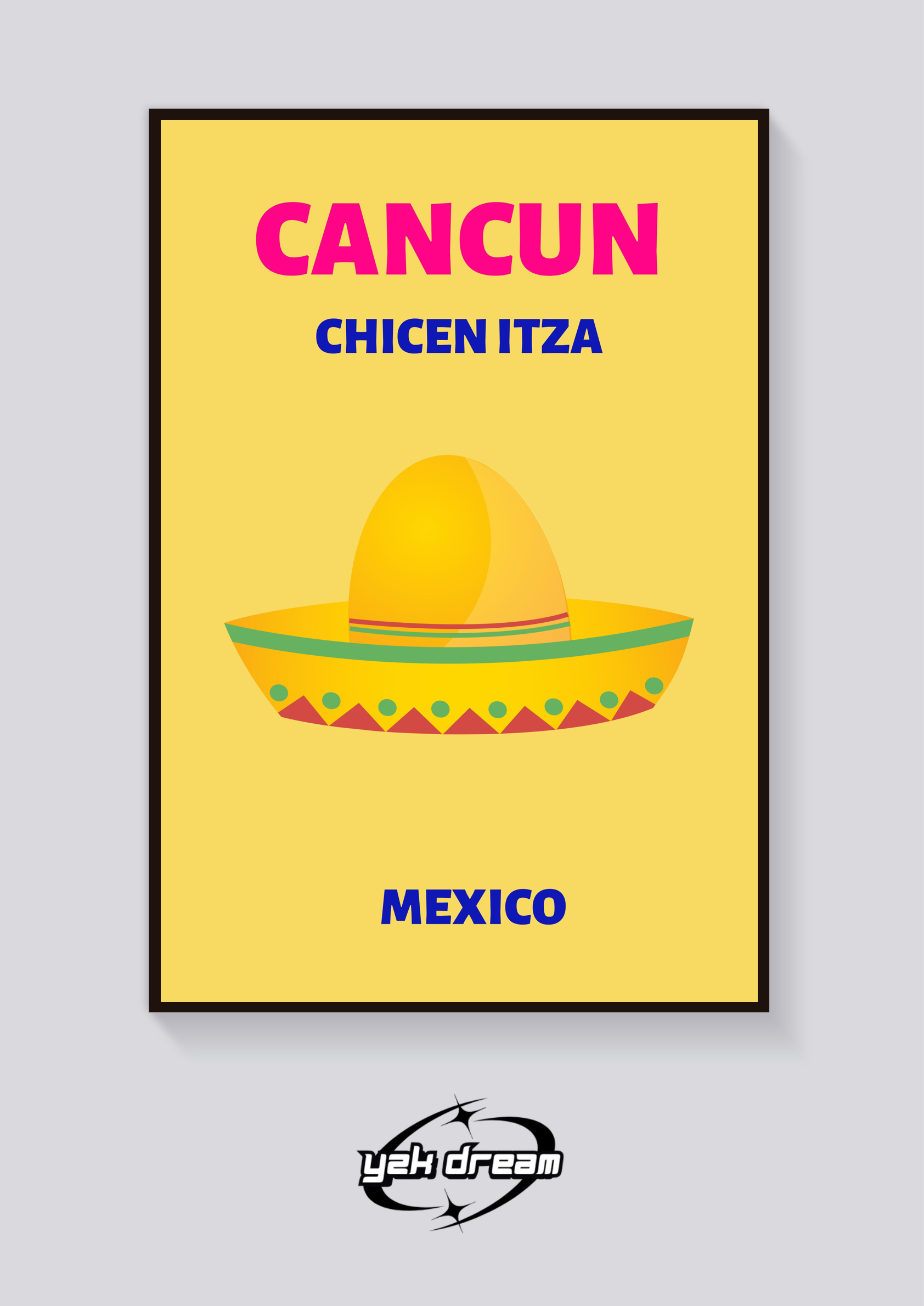Preppy Cancun Chichen Itza Sombrero Poster