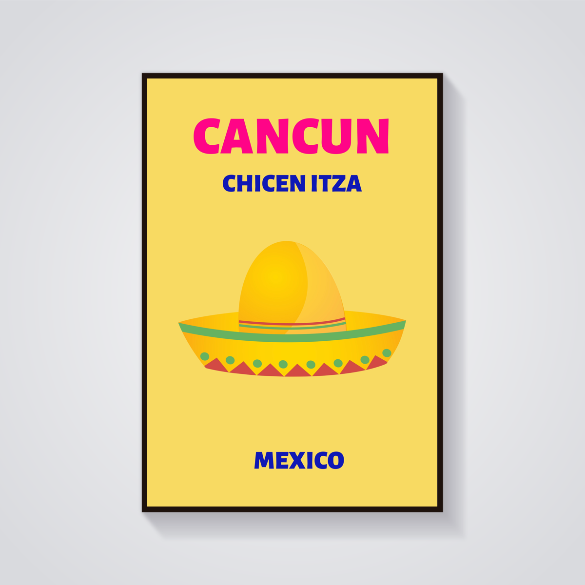 Preppy Cancun Chichen Itza Sombrero Poster