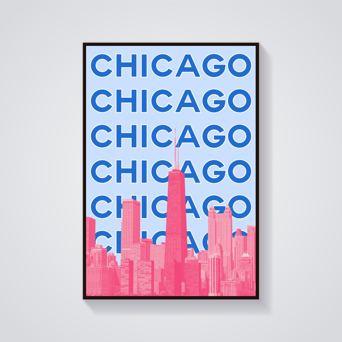 Preppy Chicago Skyline Typographic Poster