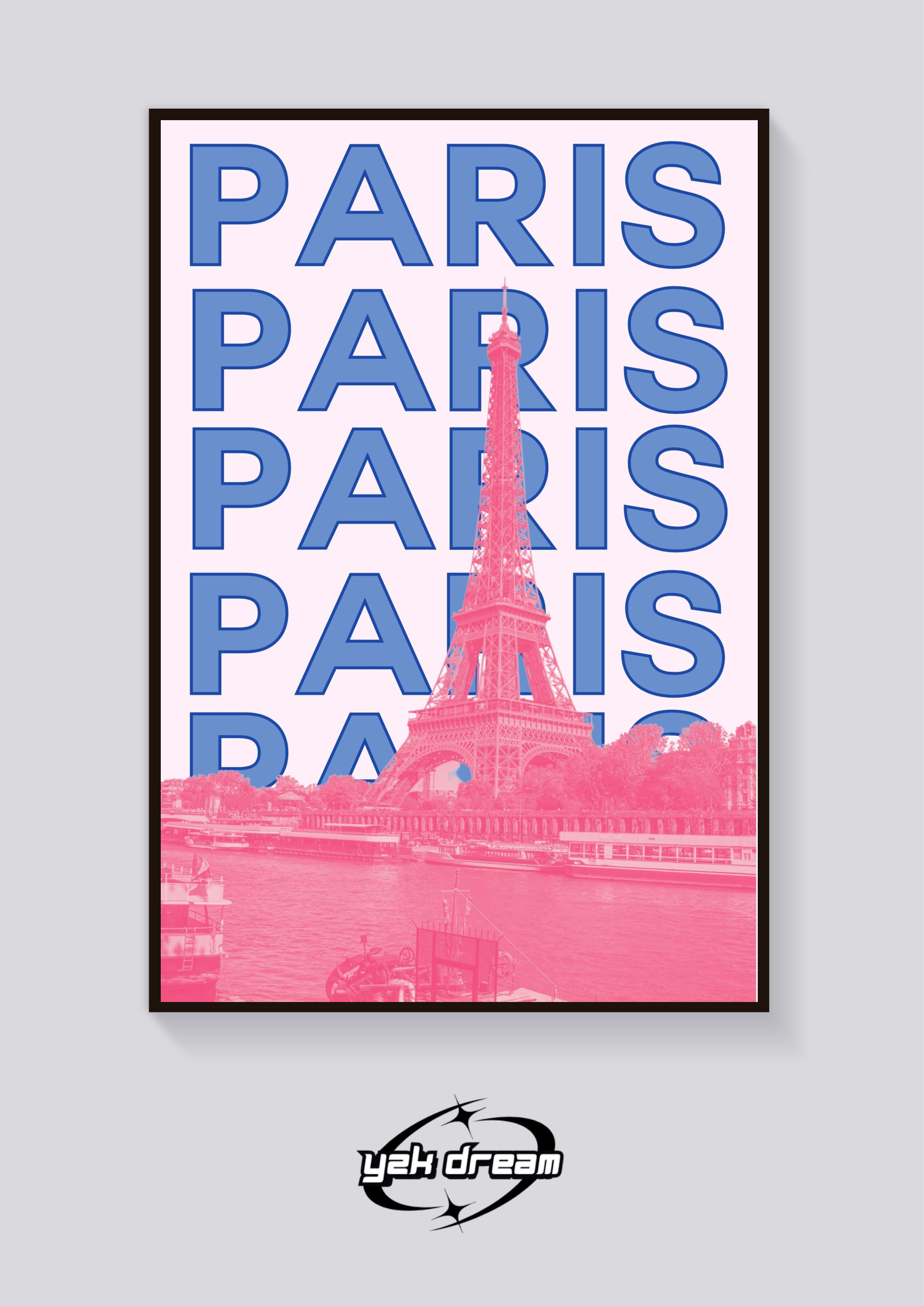 Preppy Eiffel Tower Paris Typographic Poster