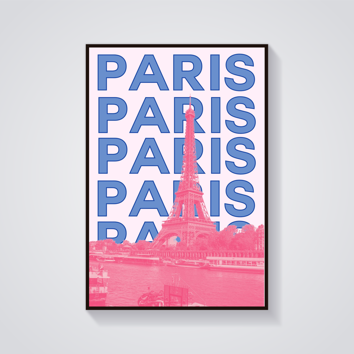 Preppy Eiffel Tower Paris Typographic Poster