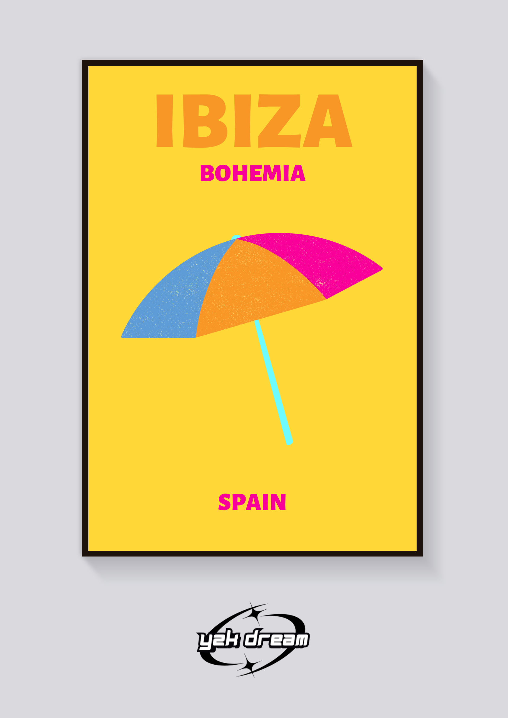 Preppy Ibiza Beach Umbrella Poster