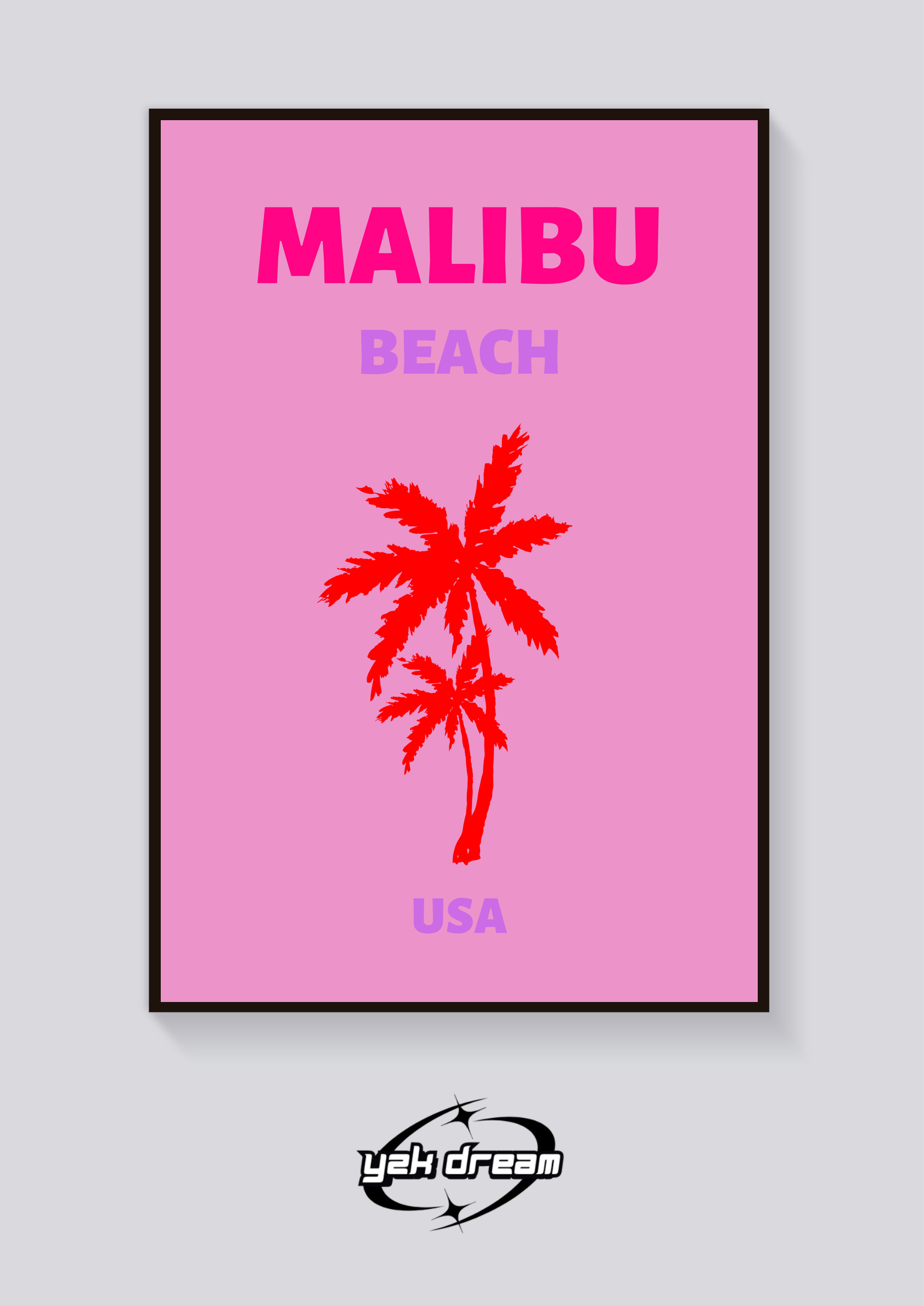 Preppy Malibu Beach Palm Poster