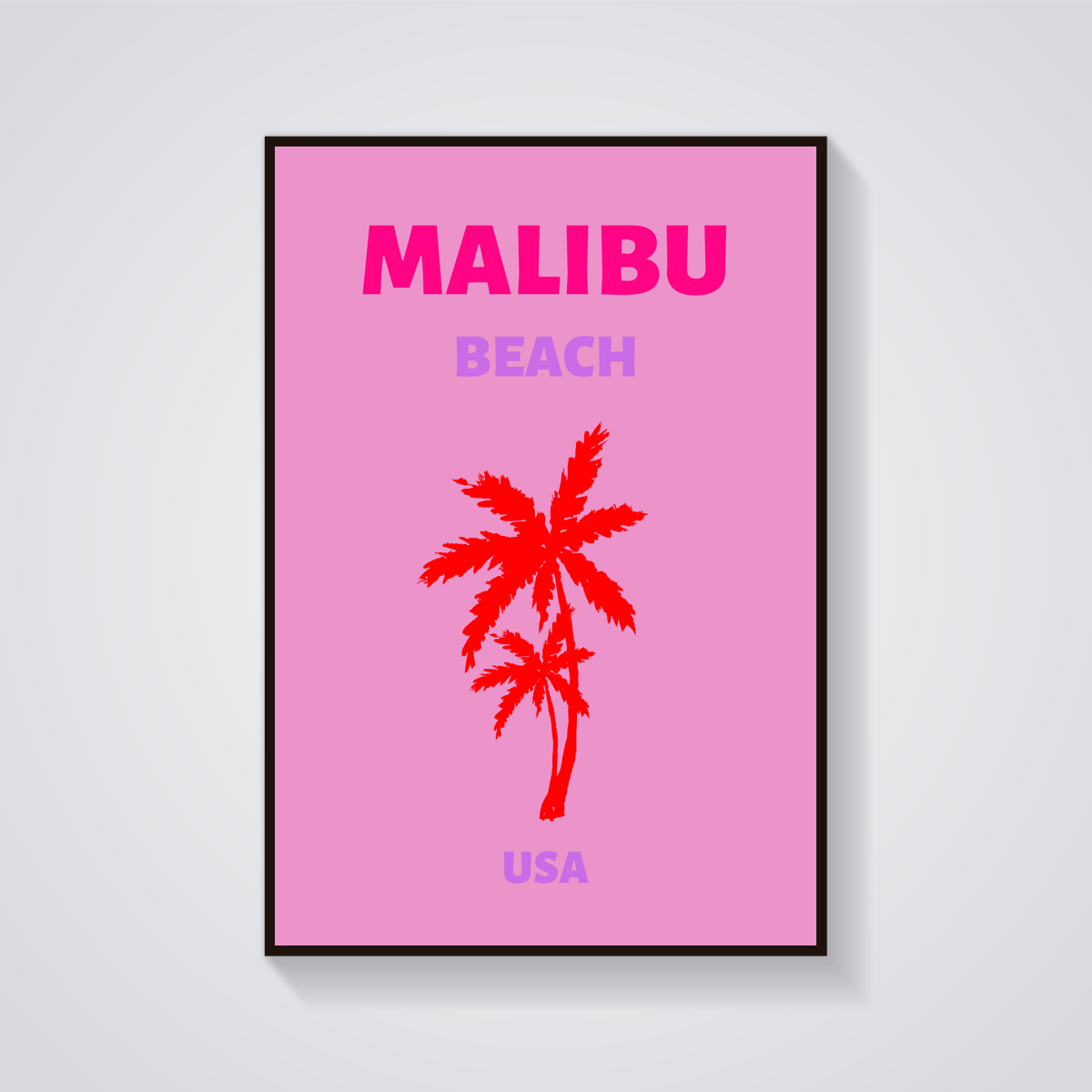 Preppy Malibu Beach Palm Poster