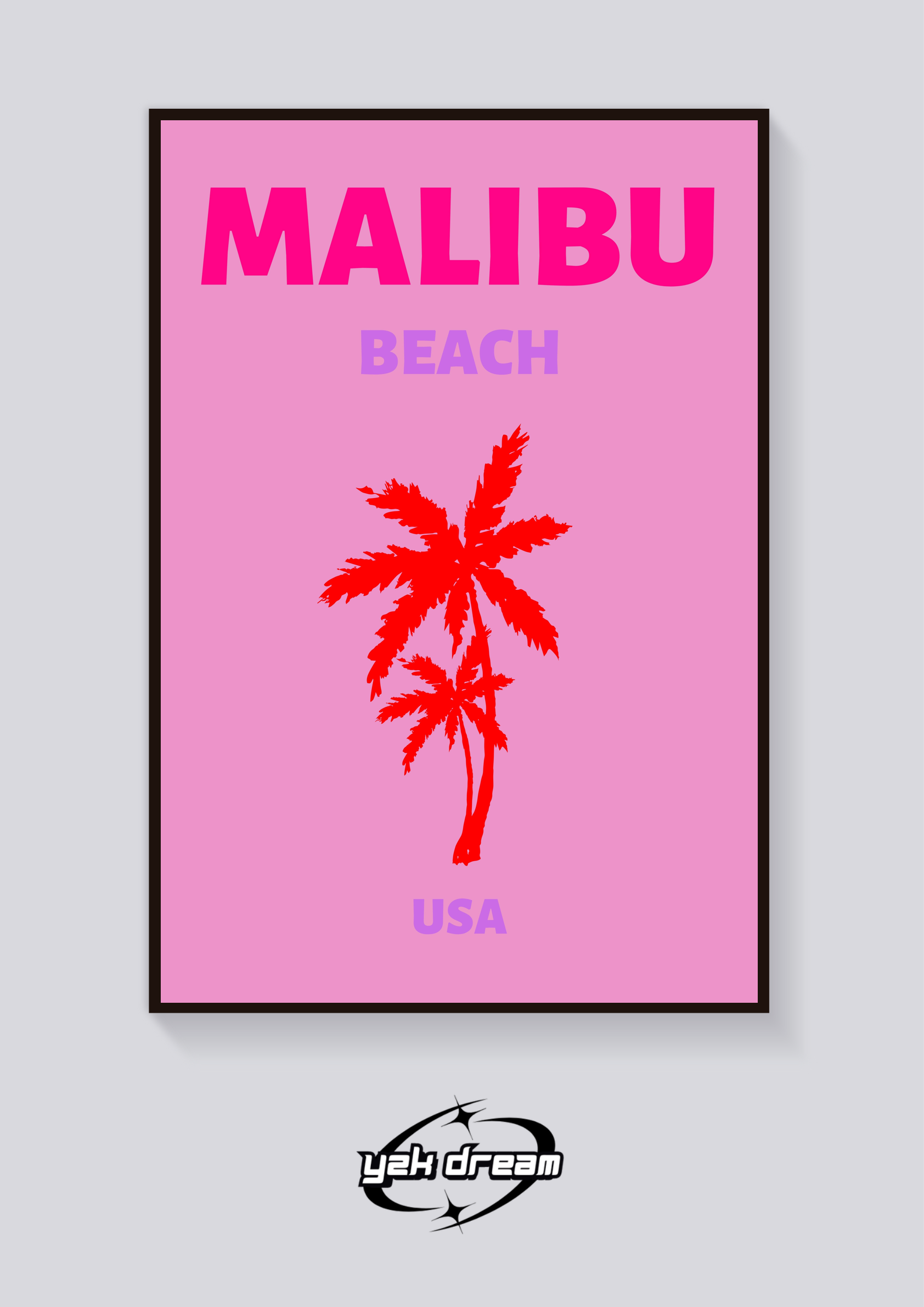 Preppy Malibu Beach Palms Poster