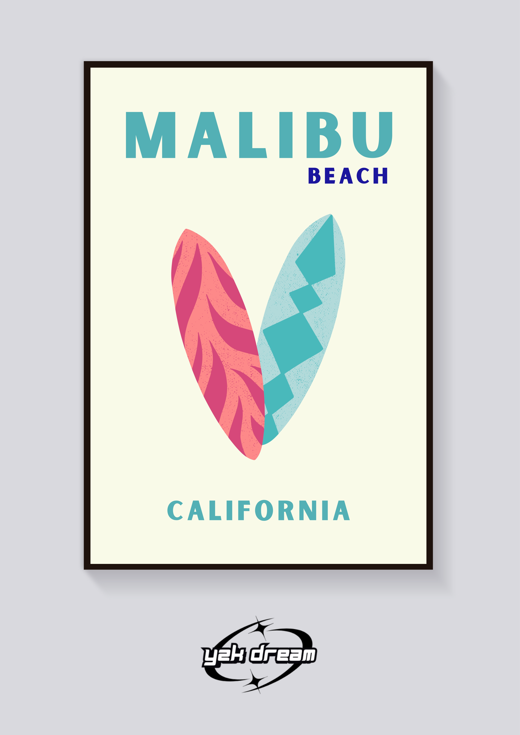 Preppy Malibu Surfboard Art Poster