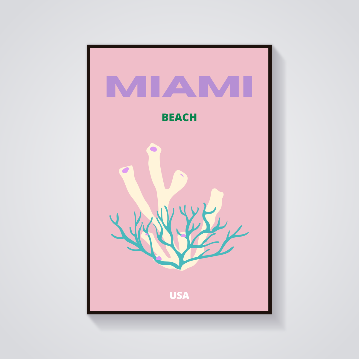 Preppy Miami Beach Coral Poster