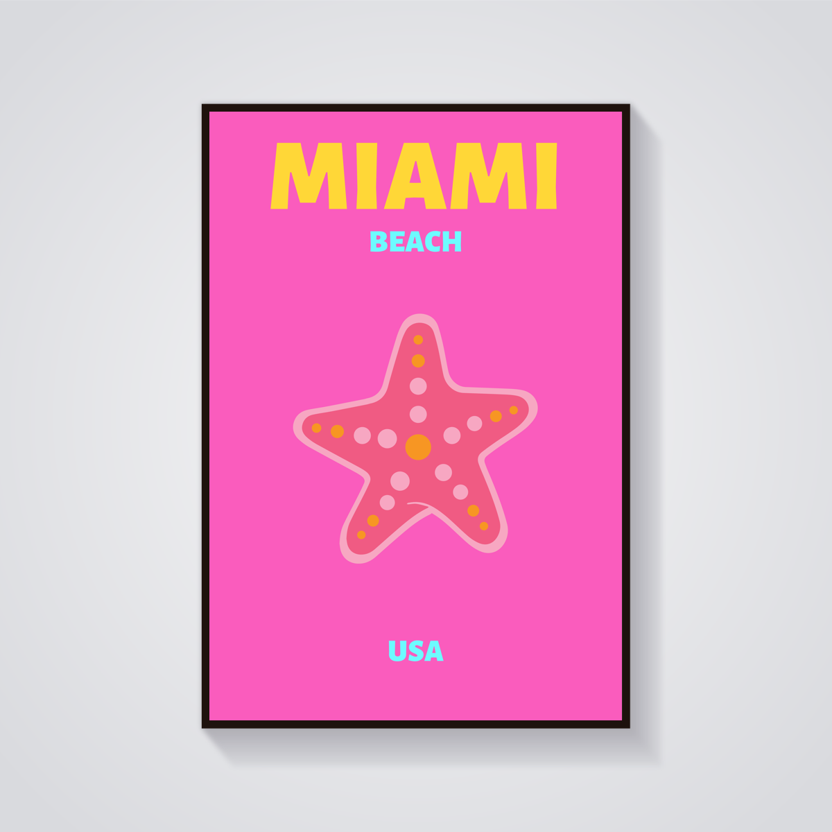 Preppy Miami Beach Starfish Poster