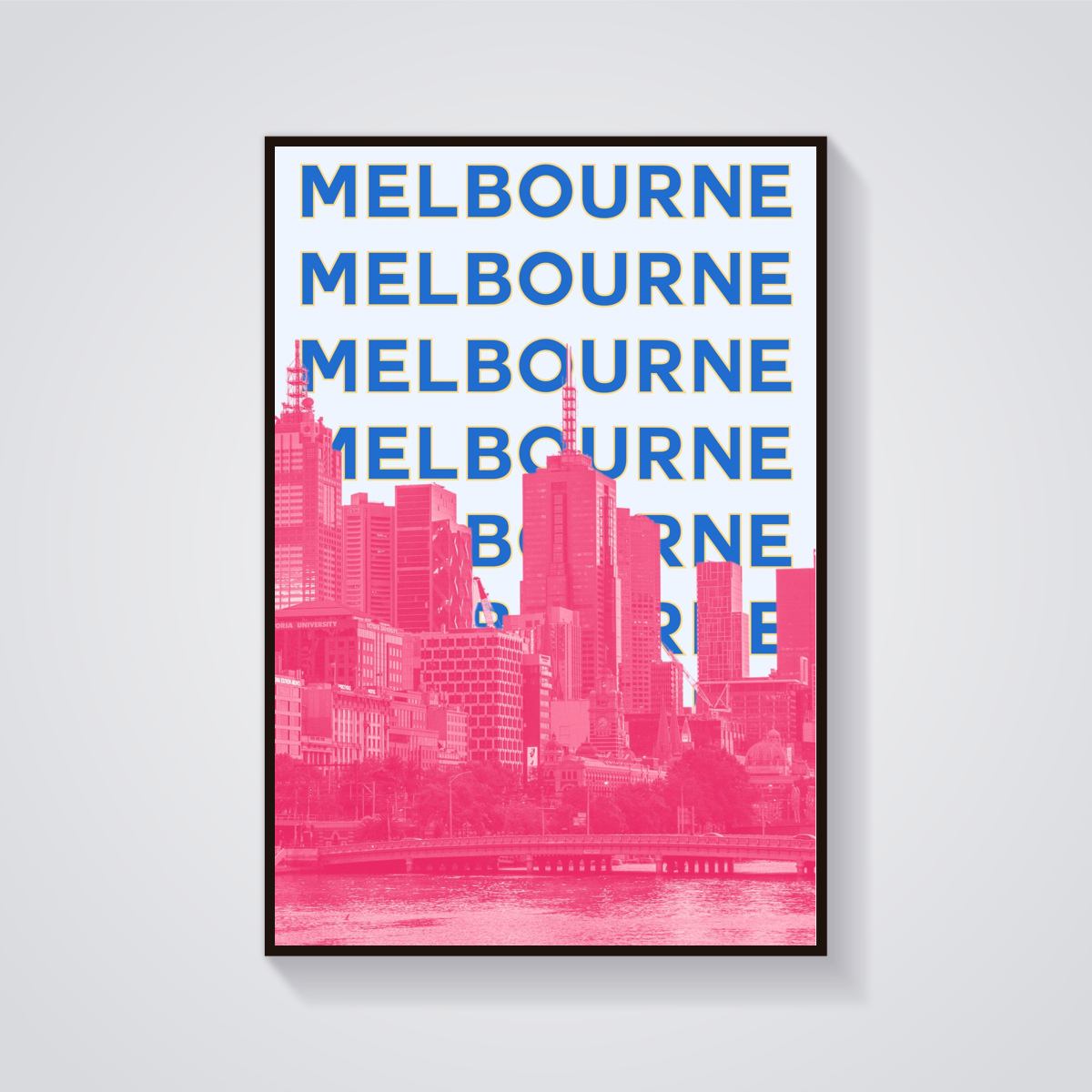 Preppy Pink Melbourne Skyline Poster