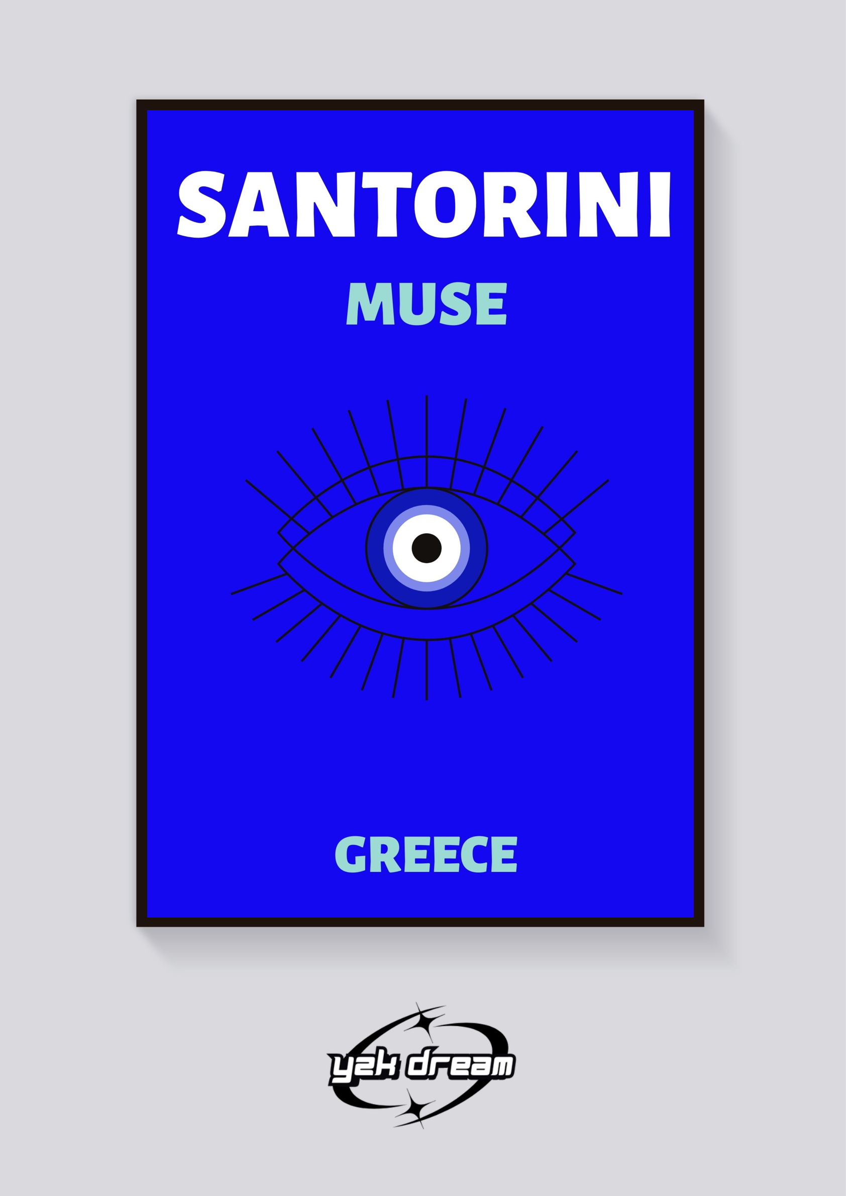 Preppy Santorini Muse Greece Poster
