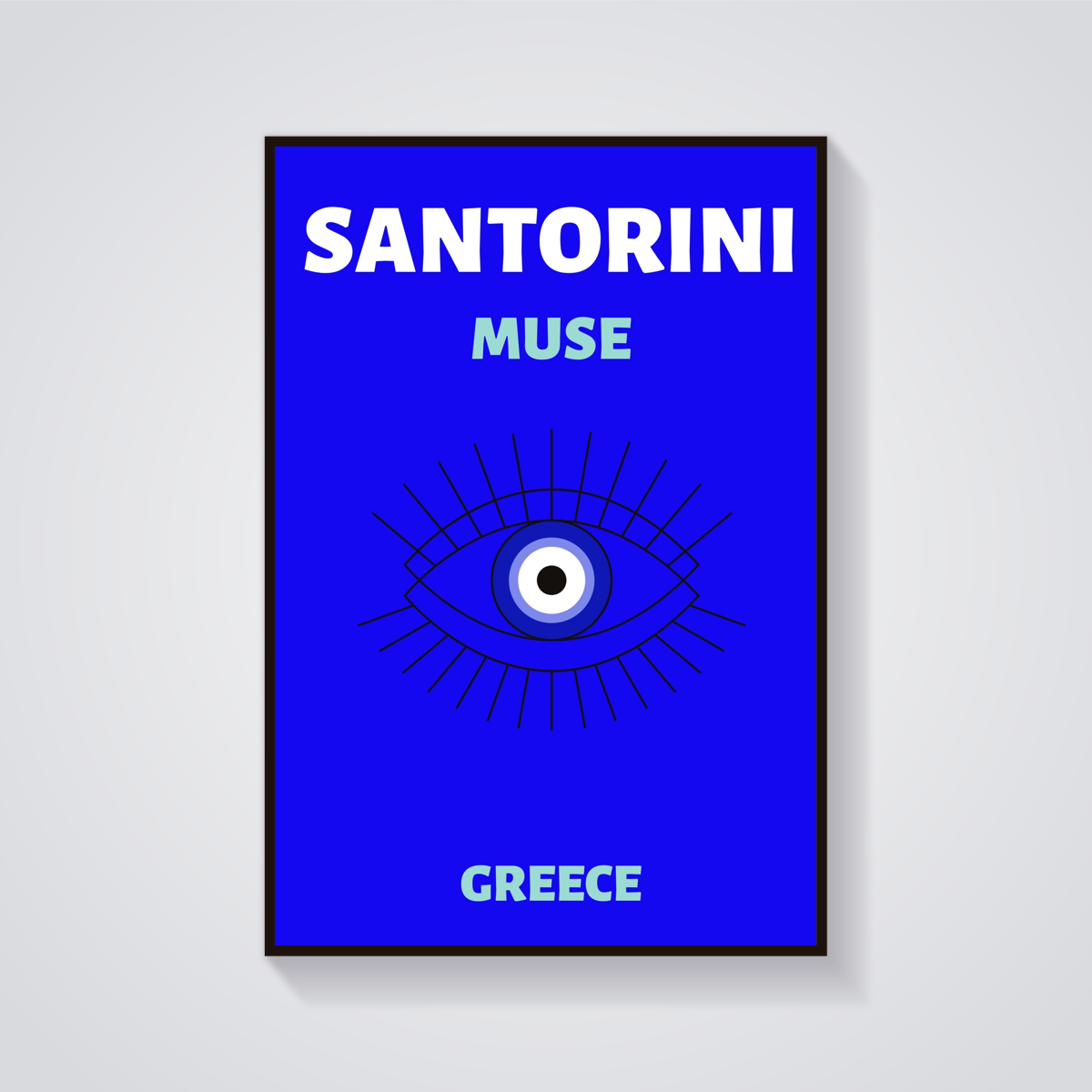 Preppy Santorini Muse Greece Poster