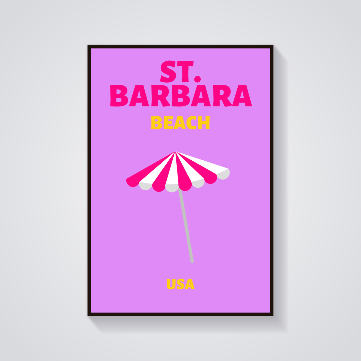 Preppy St. Barbara Beach Umbrella Poster