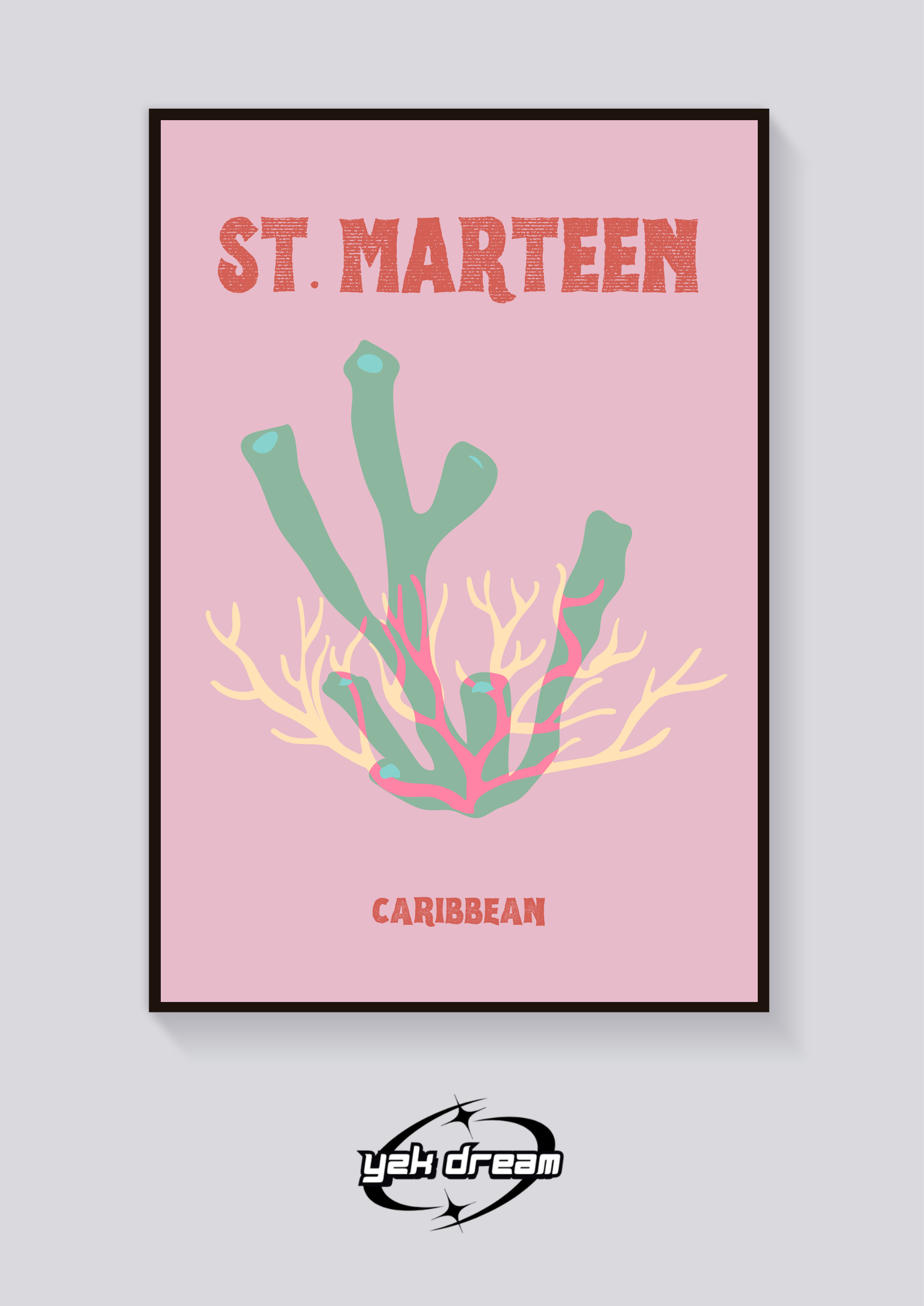 Preppy St. Marteen Coral Poster