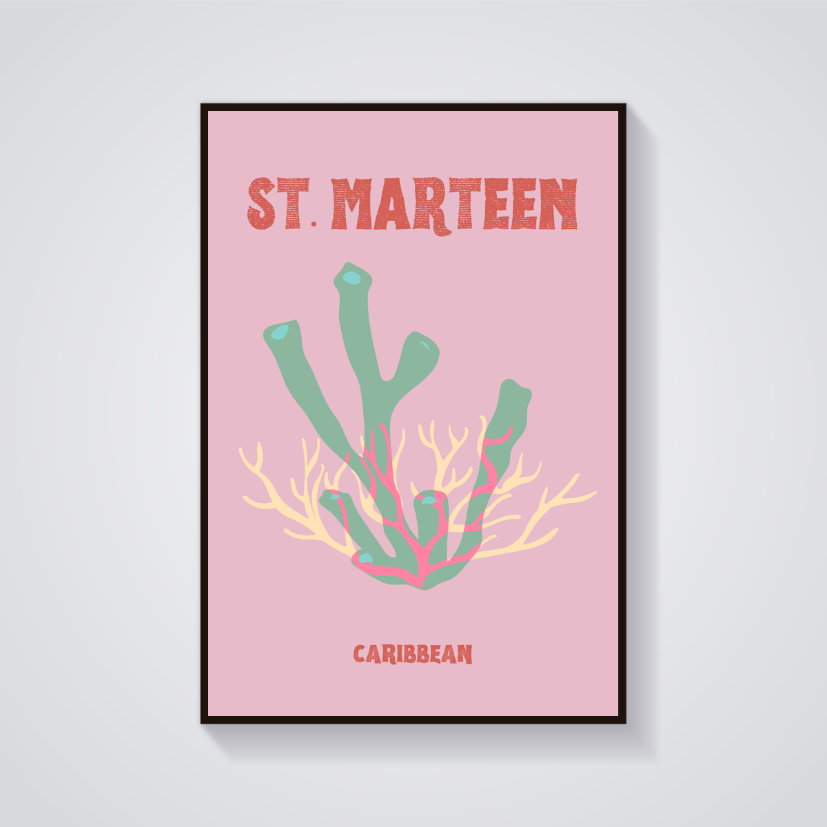 Preppy St. Marteen Coral Poster