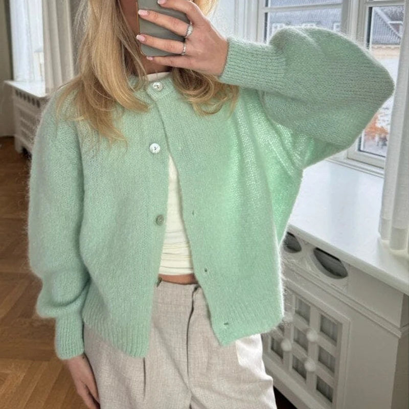 Preppy Y2K Womens Button Cardigan