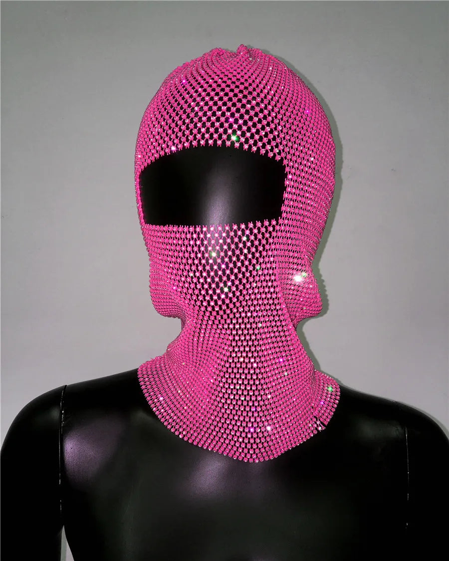 Rave Y2K Sparkly Rhinestone Diamond Balaclava Hat