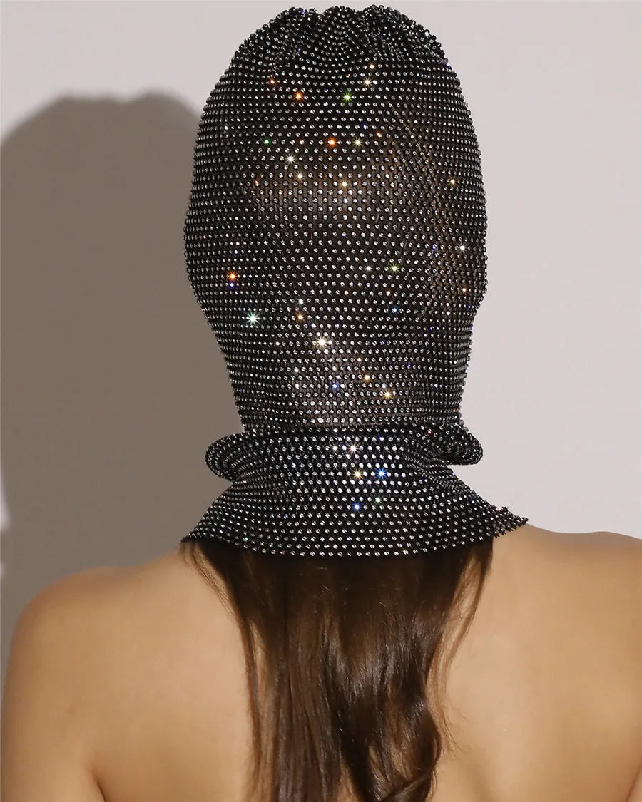 Rave Y2K Sparkly Rhinestone Diamond Balaclava Hat