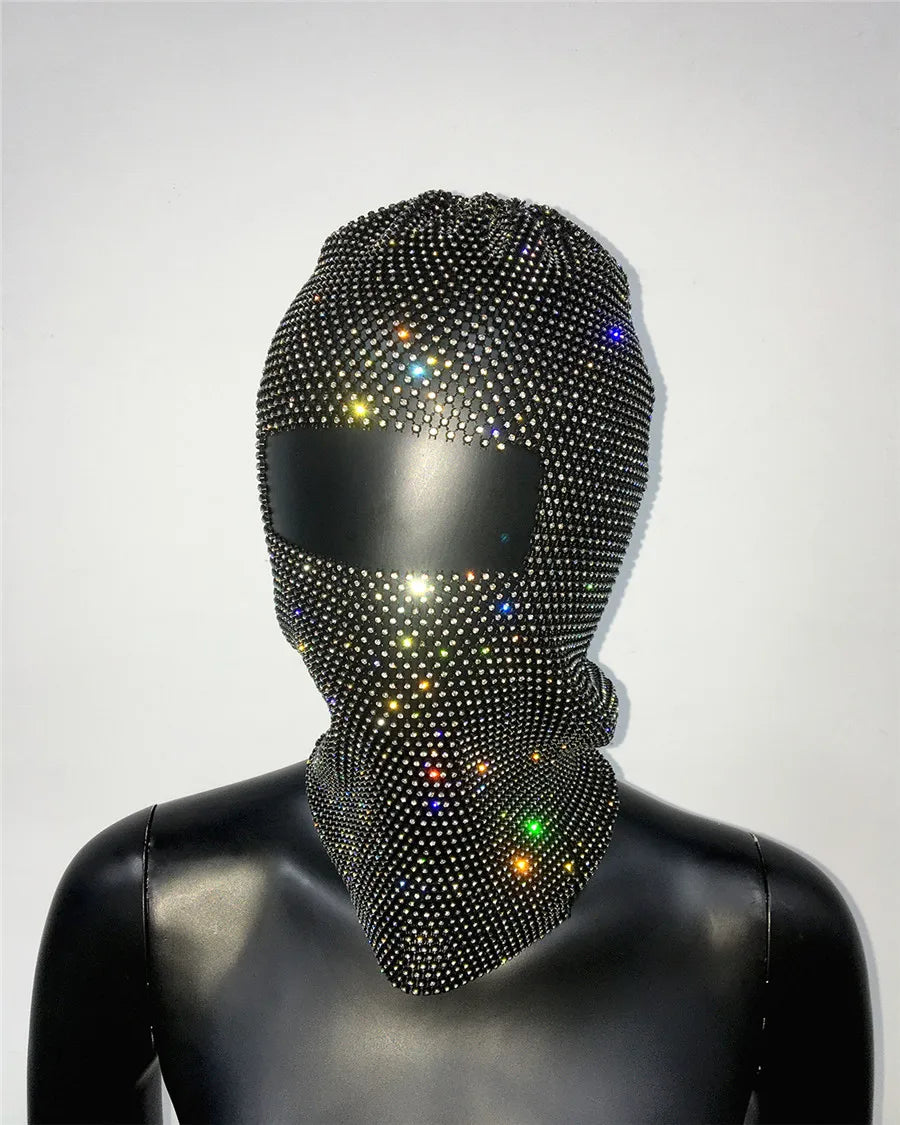 Rave Y2K Sparkly Rhinestone Diamond Balaclava Hat