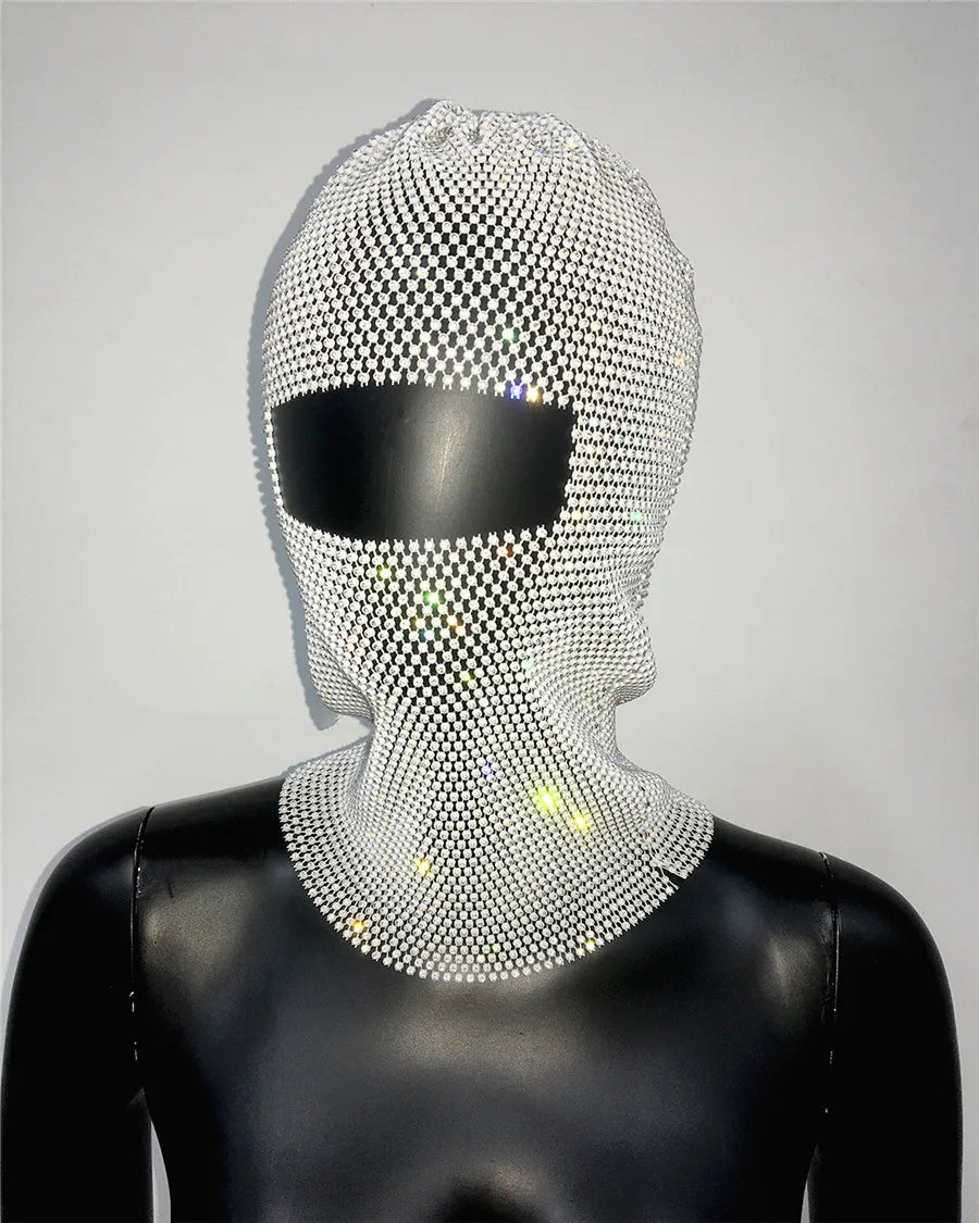 Rave Y2K Sparkly Rhinestone Diamond Balaclava Hat