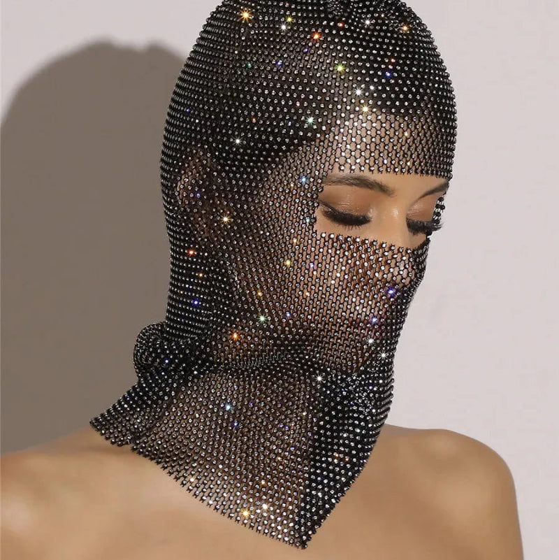 Rave Y2K Sparkly Rhinestone Diamond Balaclava Hat
