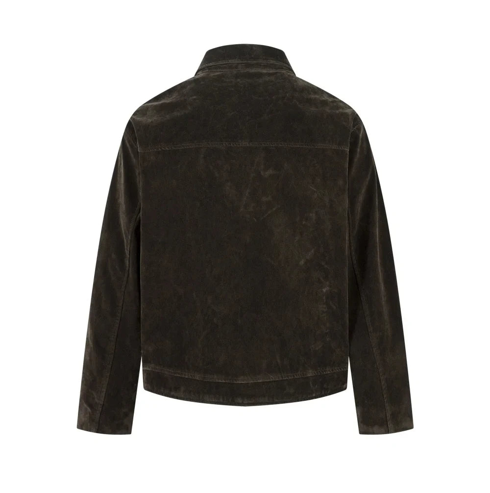 Retro Y2K Spliced Suede Pilot Clip Jacket