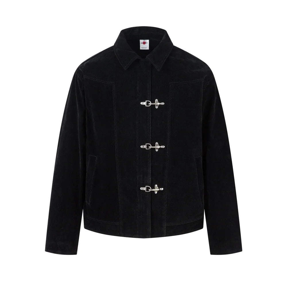 Retro Y2K Spliced Suede Pilot Clip Jacket