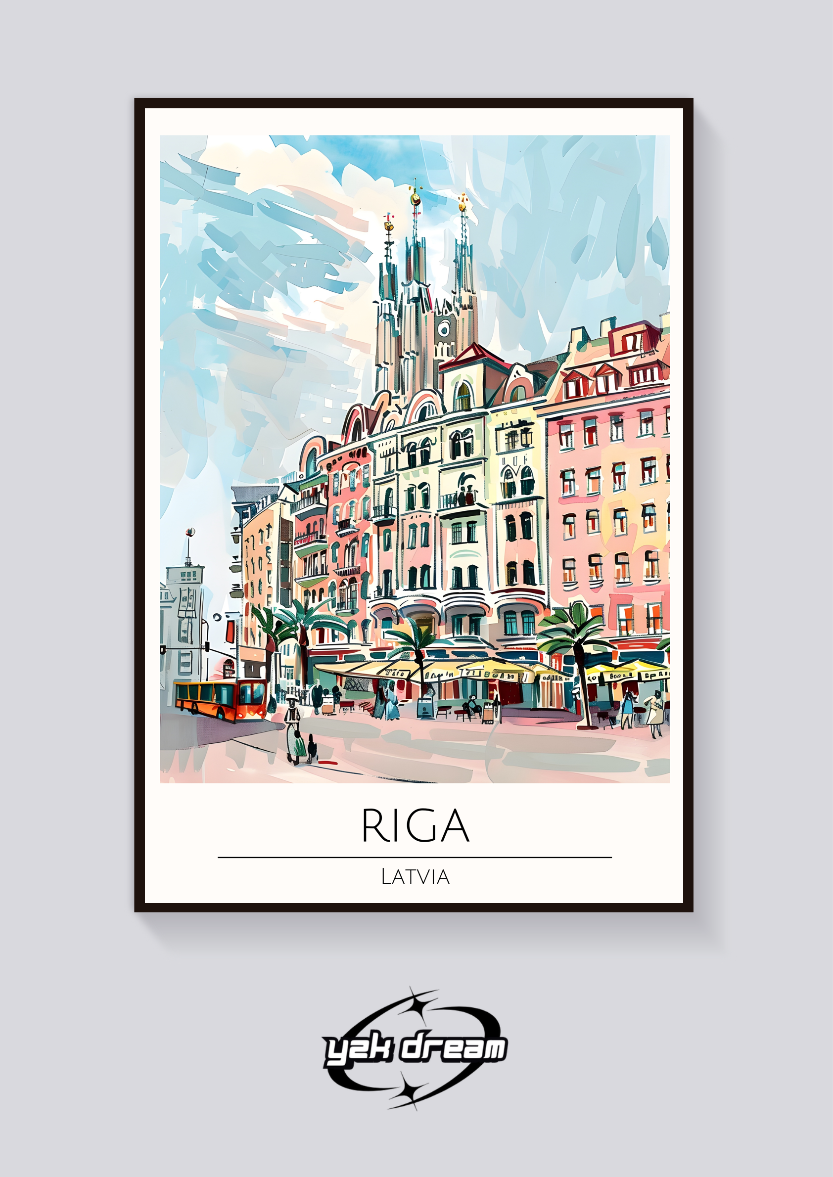 Riga Latvia Art Deco Poster