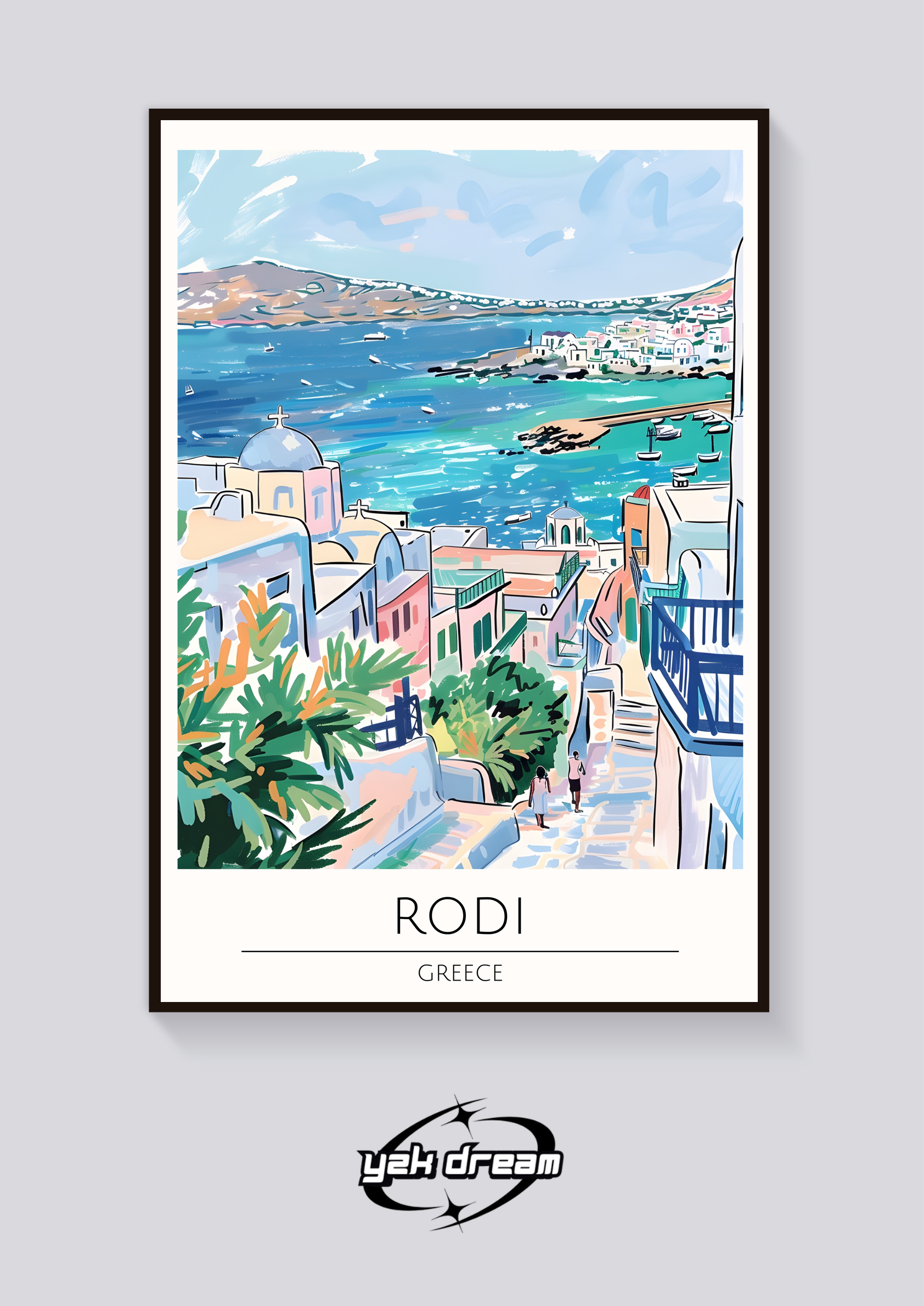 Rodi Greece Coastal Poster