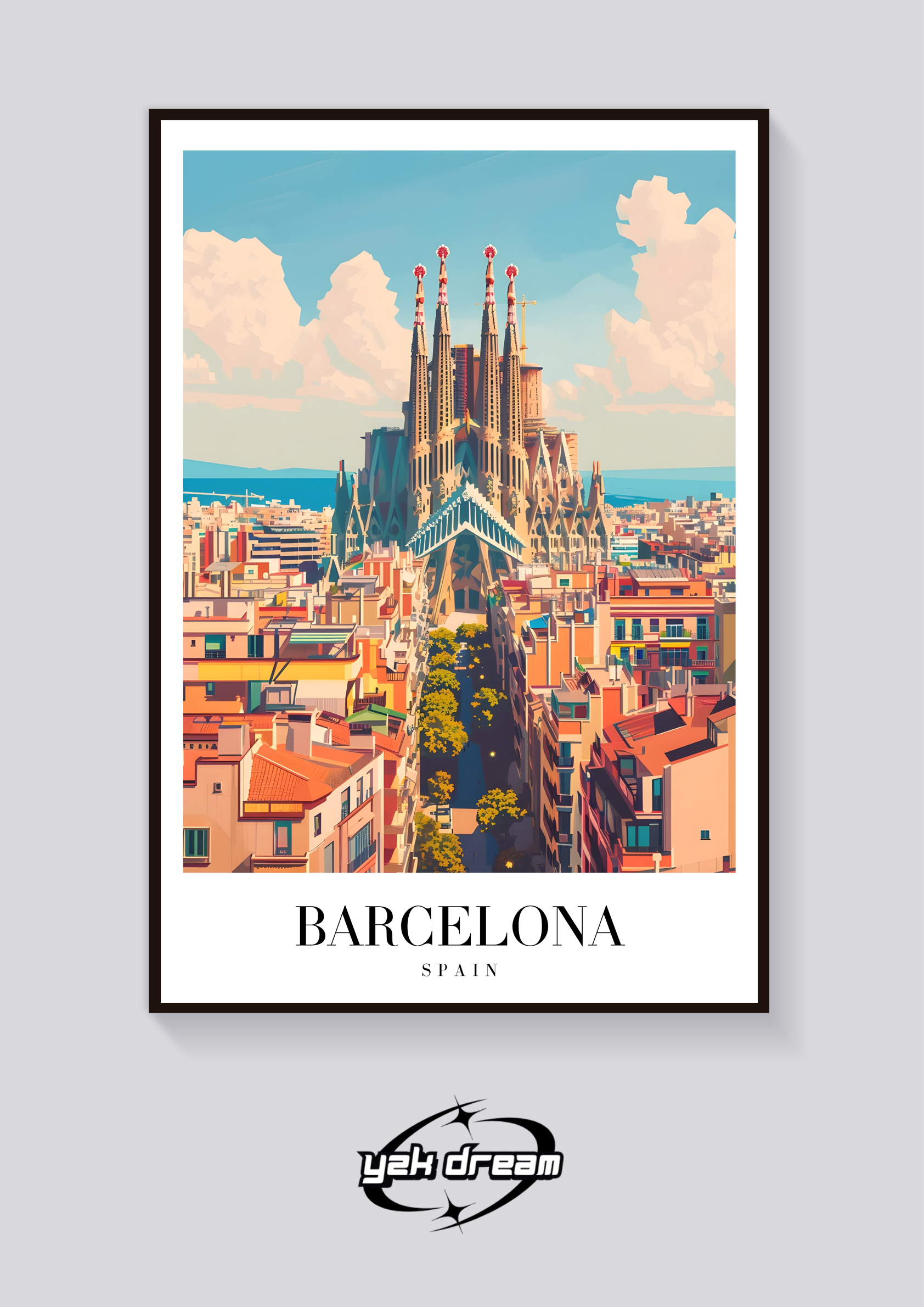 Sagrada Familia Barcelona Vintage Poster