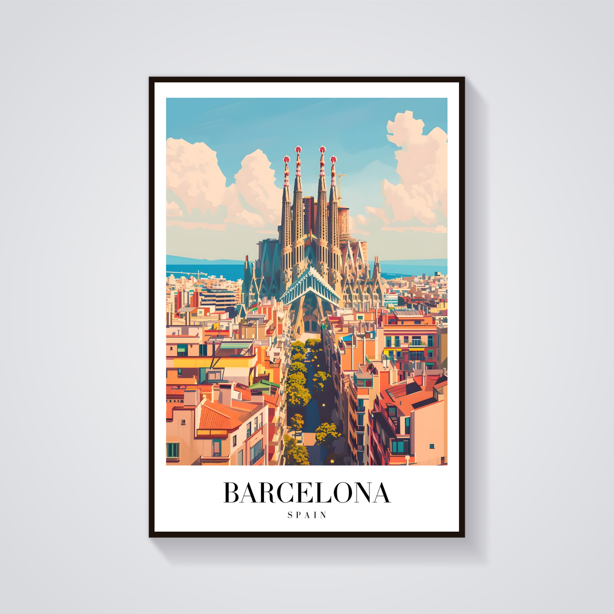 Sagrada Familia Barcelona Vintage Poster