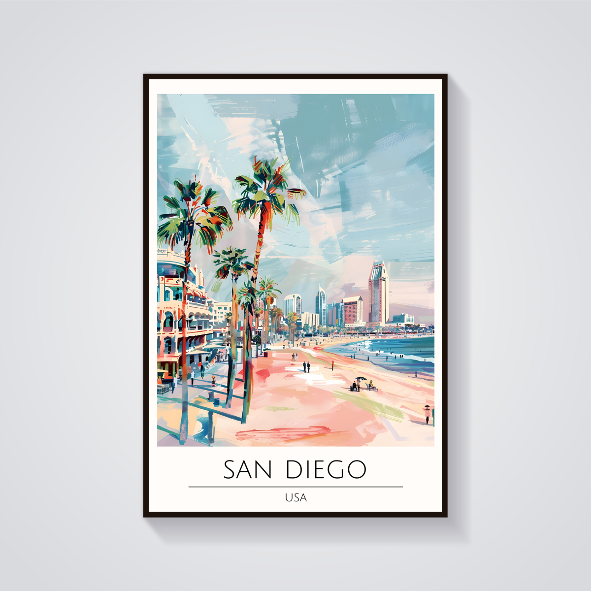San Diego Beach Palms Poster