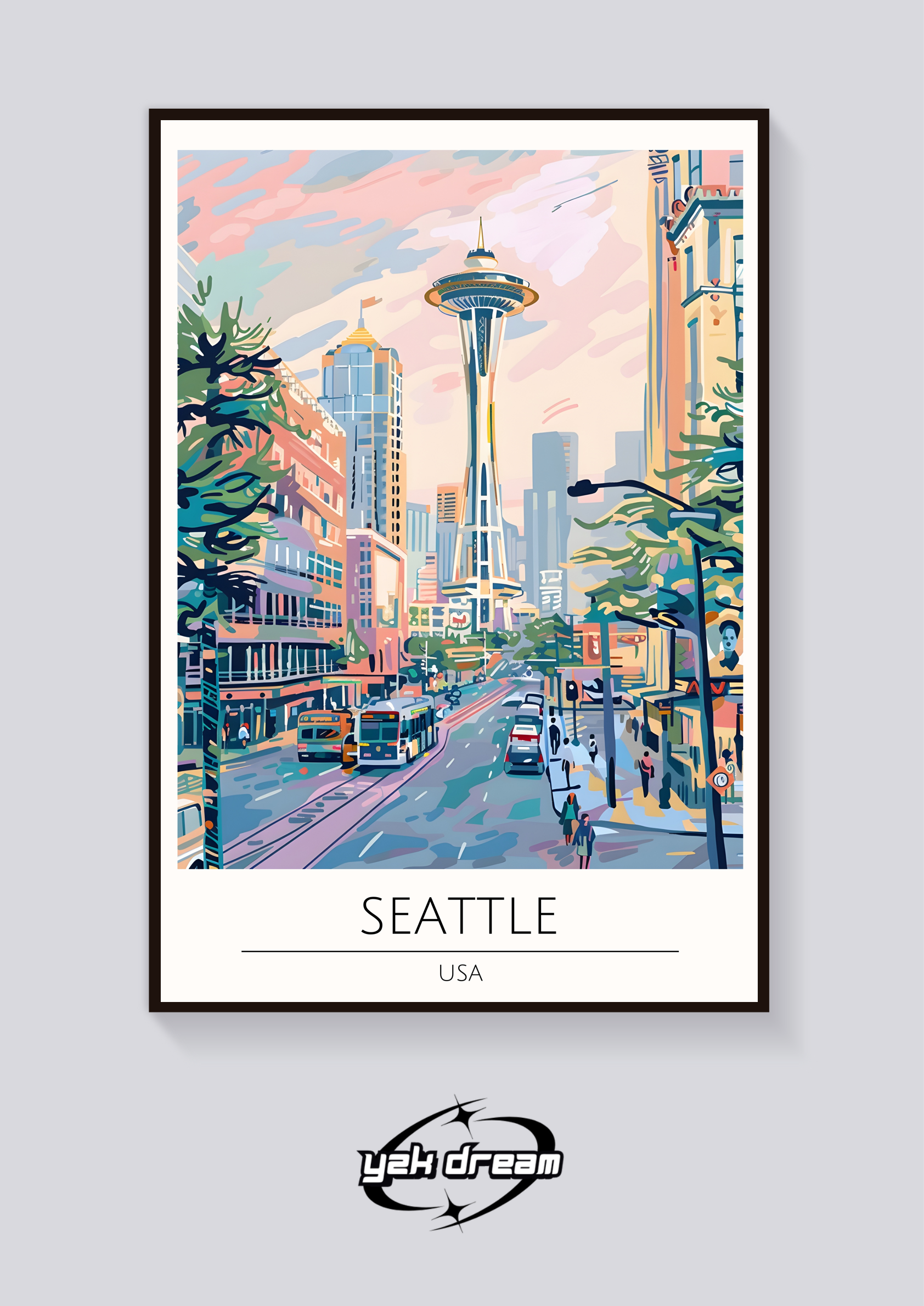 Seattle Space Needle Art Deco Poster